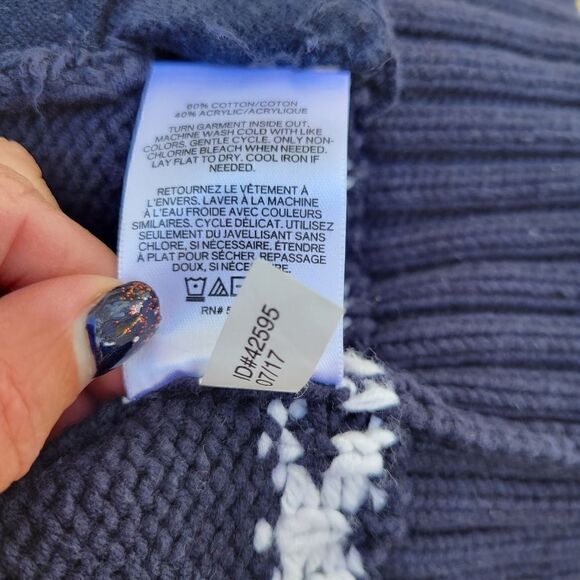 Vintage Express  Nordic Zip Sweater | Blue & White Snowflake Knit | Size Medium - Picture 14 of 15